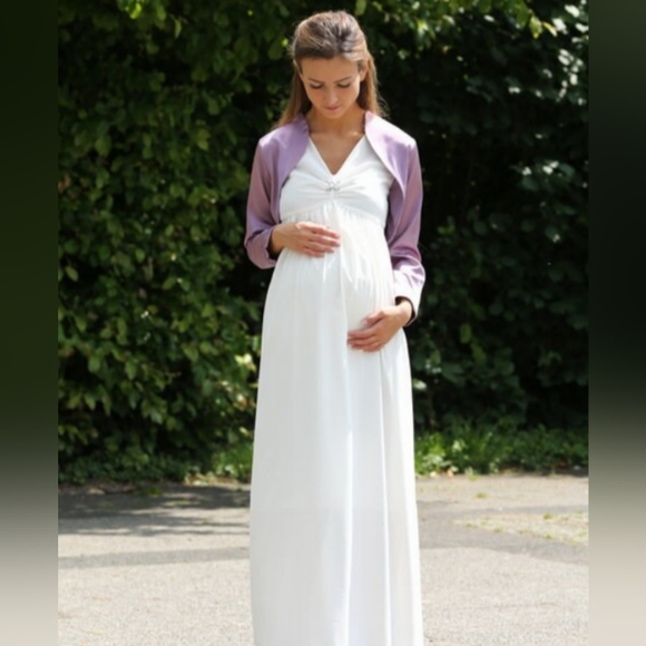 Azazie Madison Maternity Bridesmaids Dress Ivory A16 - Picture 3 of 6